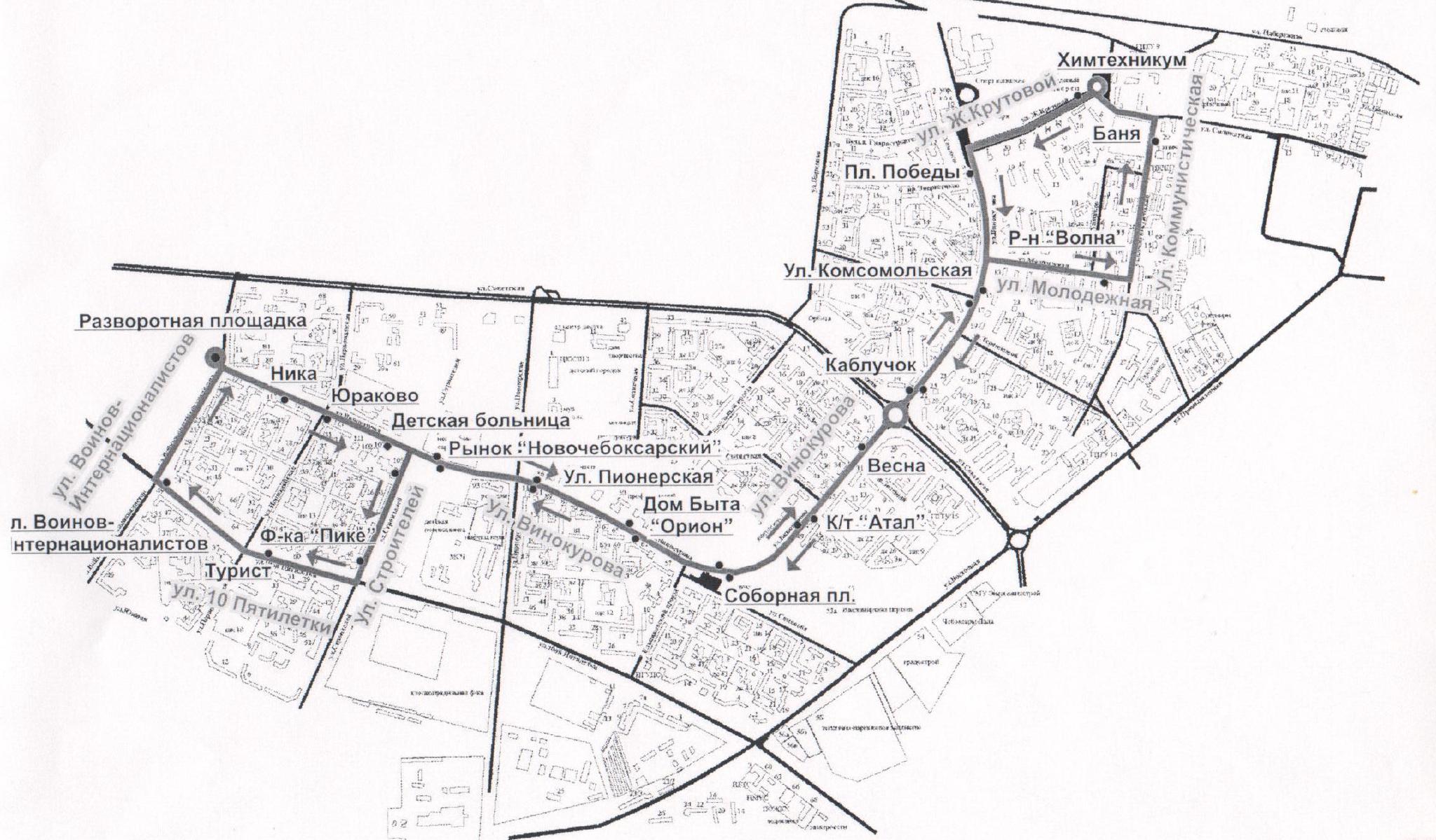 Схема маршрутов в новочебоксарске