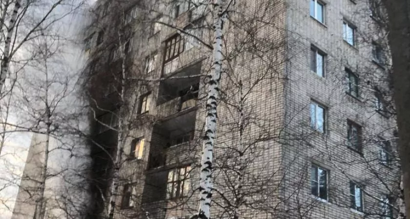 Фото к статье: Жителей горящего дома в Чебоксарах эвакуировали