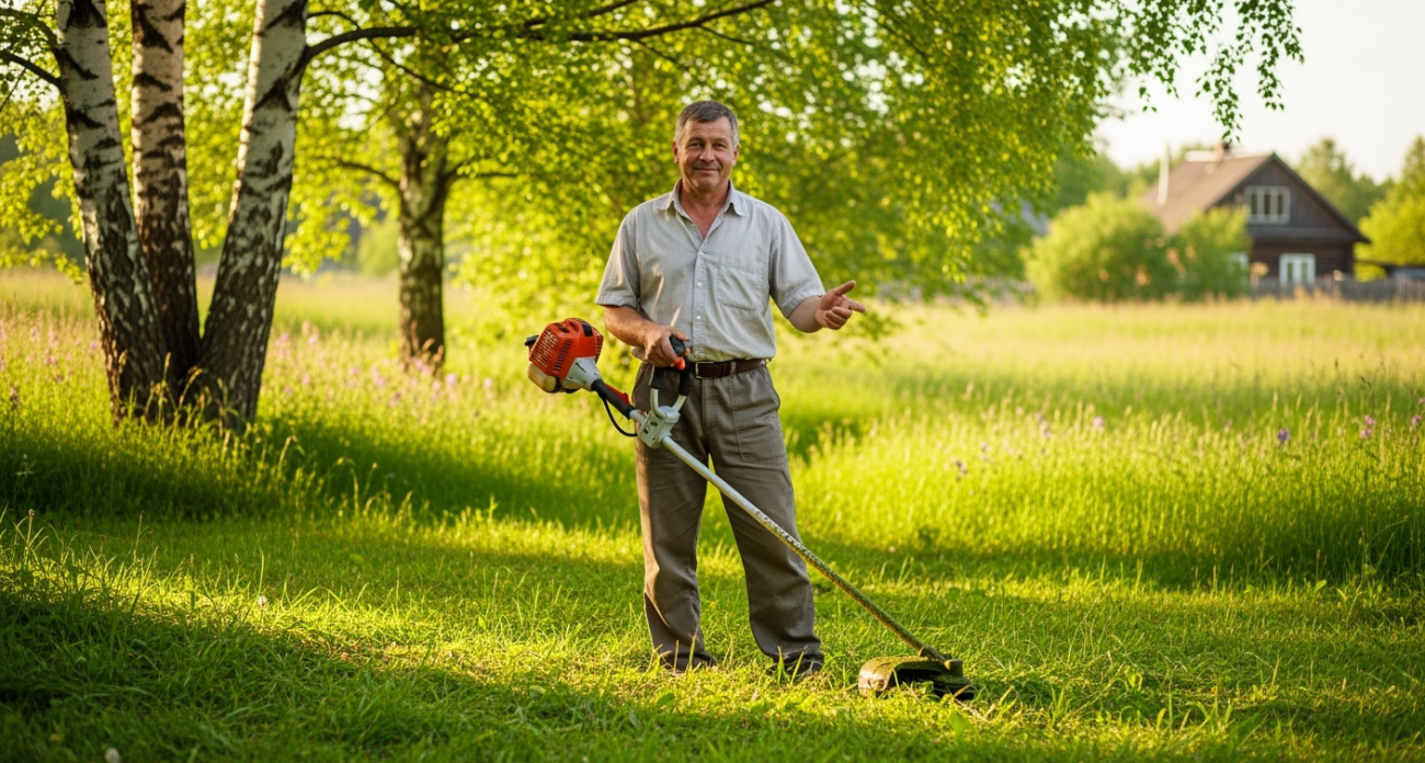 И зачем так страдать, убери леску с триммера: дедушка из села показал, как просто косить траву и не тратиться на дорогую леску