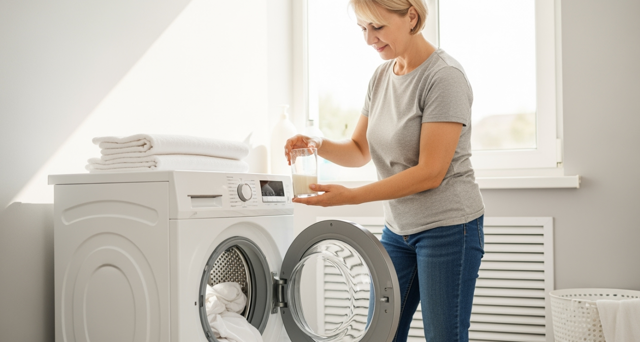 Стакан при стирке — и вещи кипельно-белые: опытная хозяйка добавляет в машинку вместе с порошком это дешевое средство