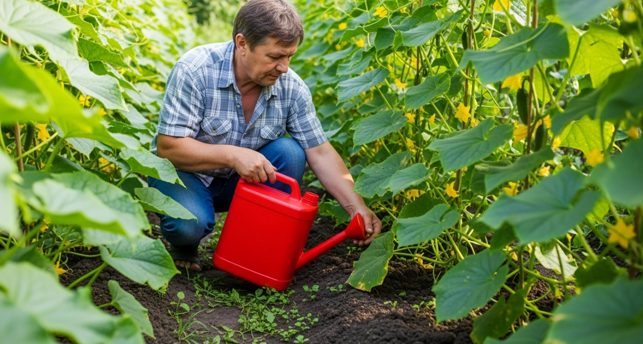 Фото к статье: Добавляю 1 стакан под огурцы - они растут как бешеные, даже слабые растения обильно заплодоносят: лучшие подкормки для огурцов