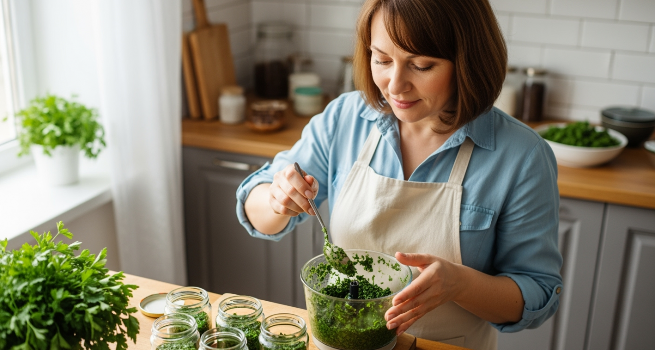 Попробовала запасать петрушку по-новому — теперь делаю этот соус каждую зиму уже много лет