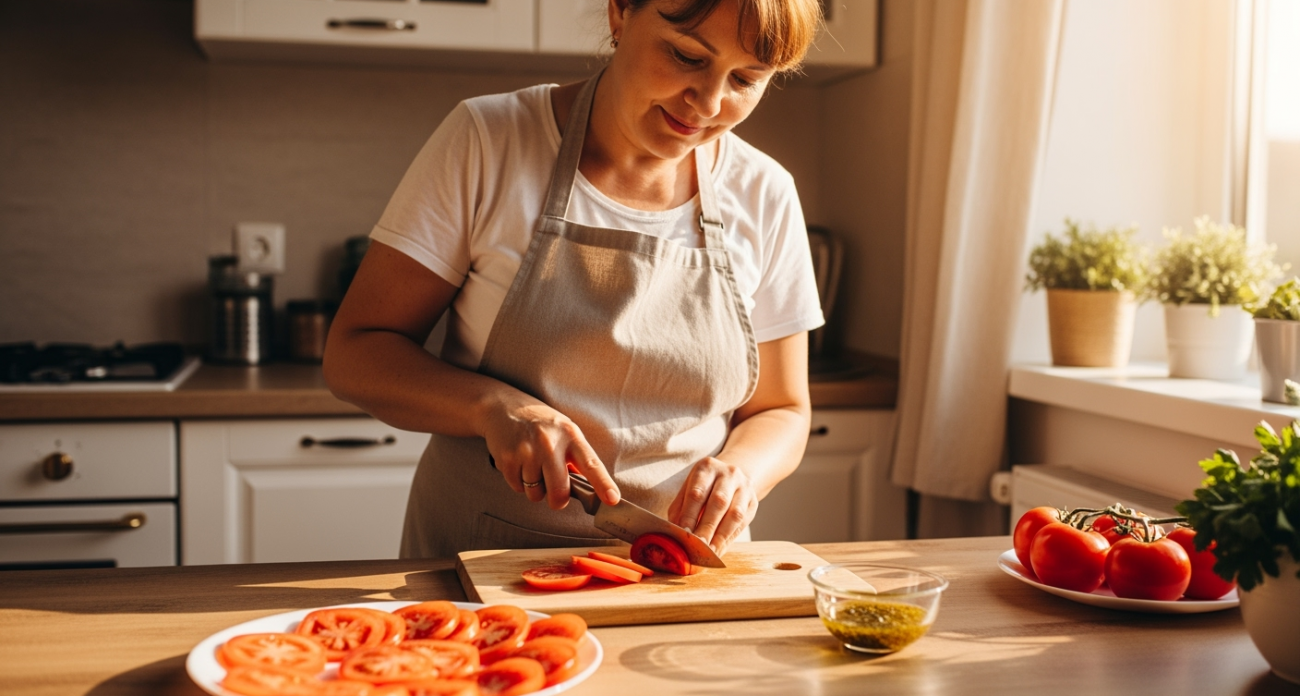 Секрет идеальной закуски из помидоров: простая заправка превращает обычные кружочки в деликатес за 30 минут