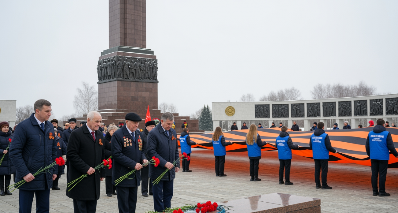 С рекордной лентой и бойцами СВО: как Олег Николаев почтил память защитников в чебоксарской «Победе»