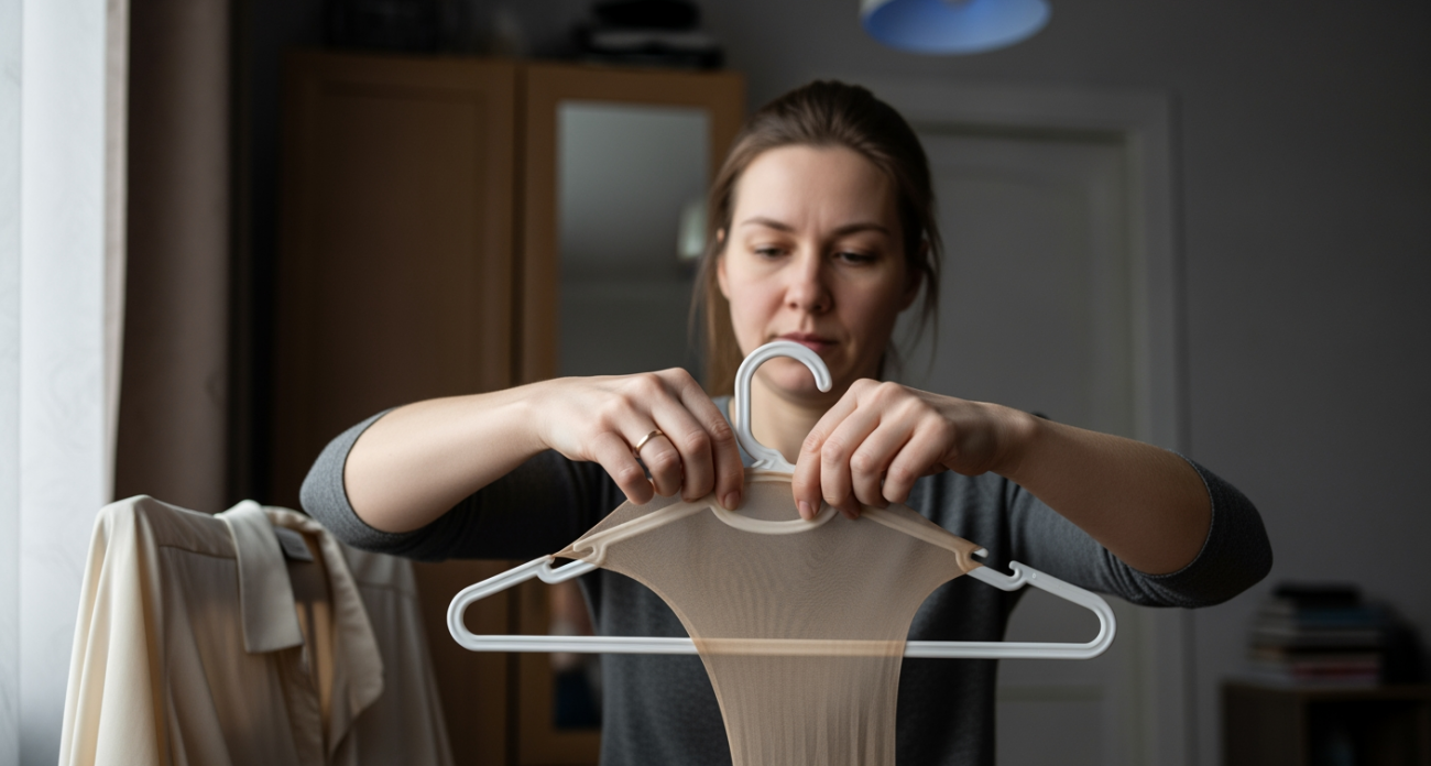 Муж смеялся над моим способом сушить колготки, а теперь сам так делает — экономит место и время