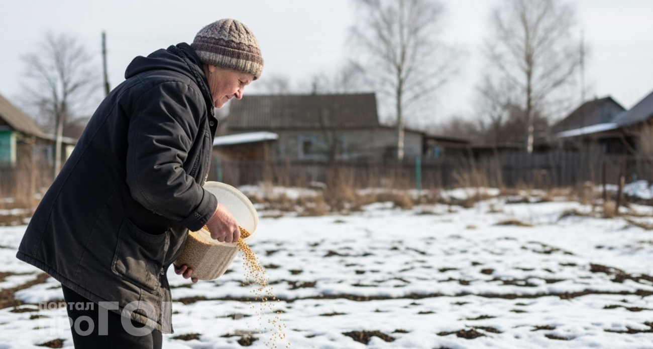 Сыплю копеечную крупу прямо по снегу: заменяет мне тонну навоза – урожай шикарный