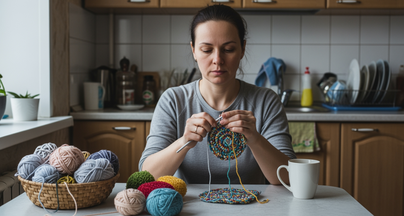 Соседка показала как из обрезков пряжи делать нужные вещи для дома и не тратить деньги