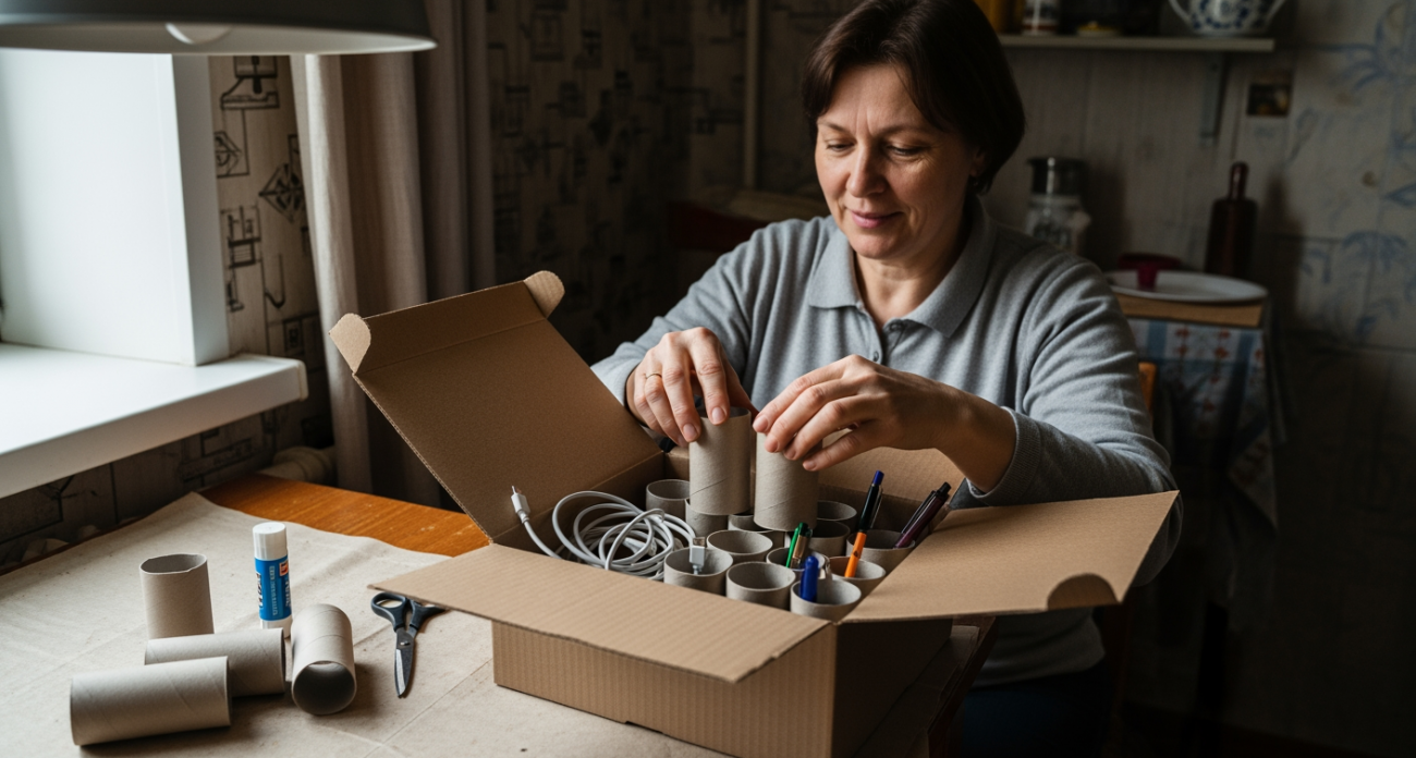 Простые втулки от туалетной бумаги заменяют дорогие органайзеры и помогают навести порядок дома