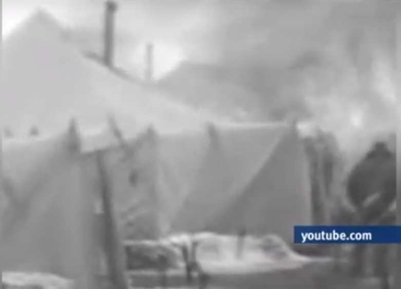 Появилось видео горящей палатки, в которой погиб спящий солдат из Чувашии