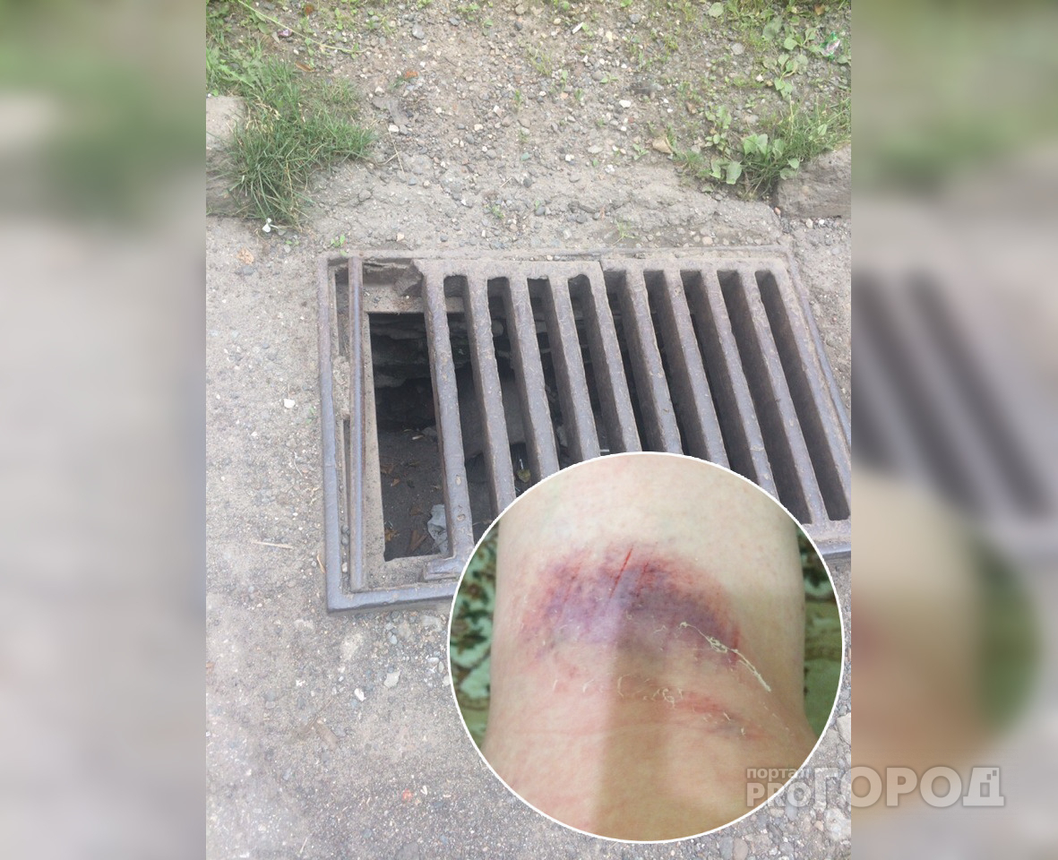 В Новочебоксарске девушка вышла из машины и провалилась в ливневку