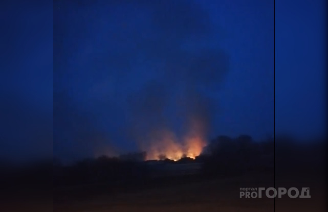 В Канашском районе огонь охватил поле рядом с деревней