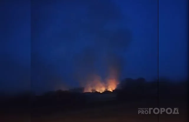 Фото к статье: В Канашском районе огонь охватил поле рядом с деревней
