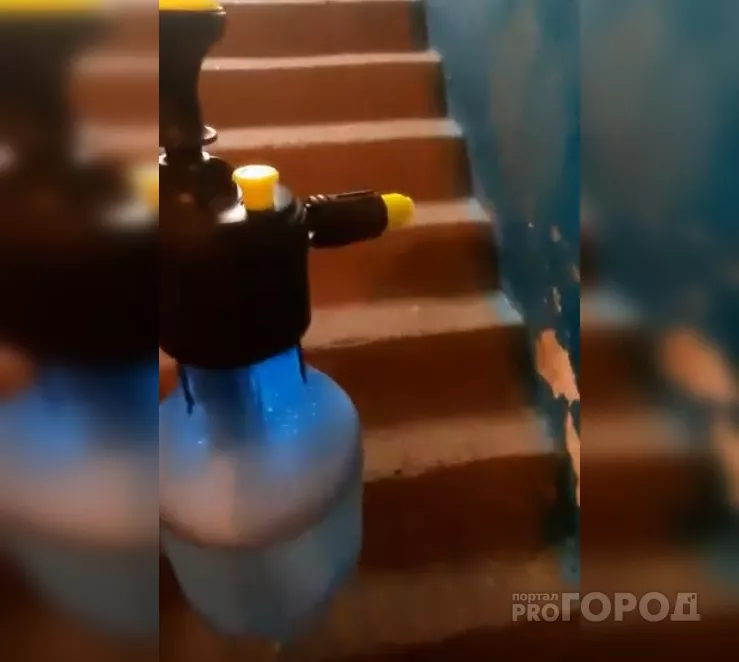 Фото к статье: Жители дома сами обрабатывают подъезд хлором: "Уборщица к нам не приходит"