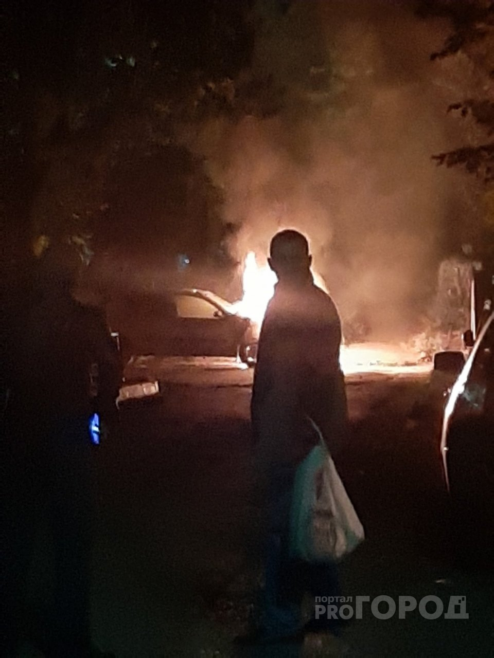 В Новочебоксарске вечером сгорела легковушка