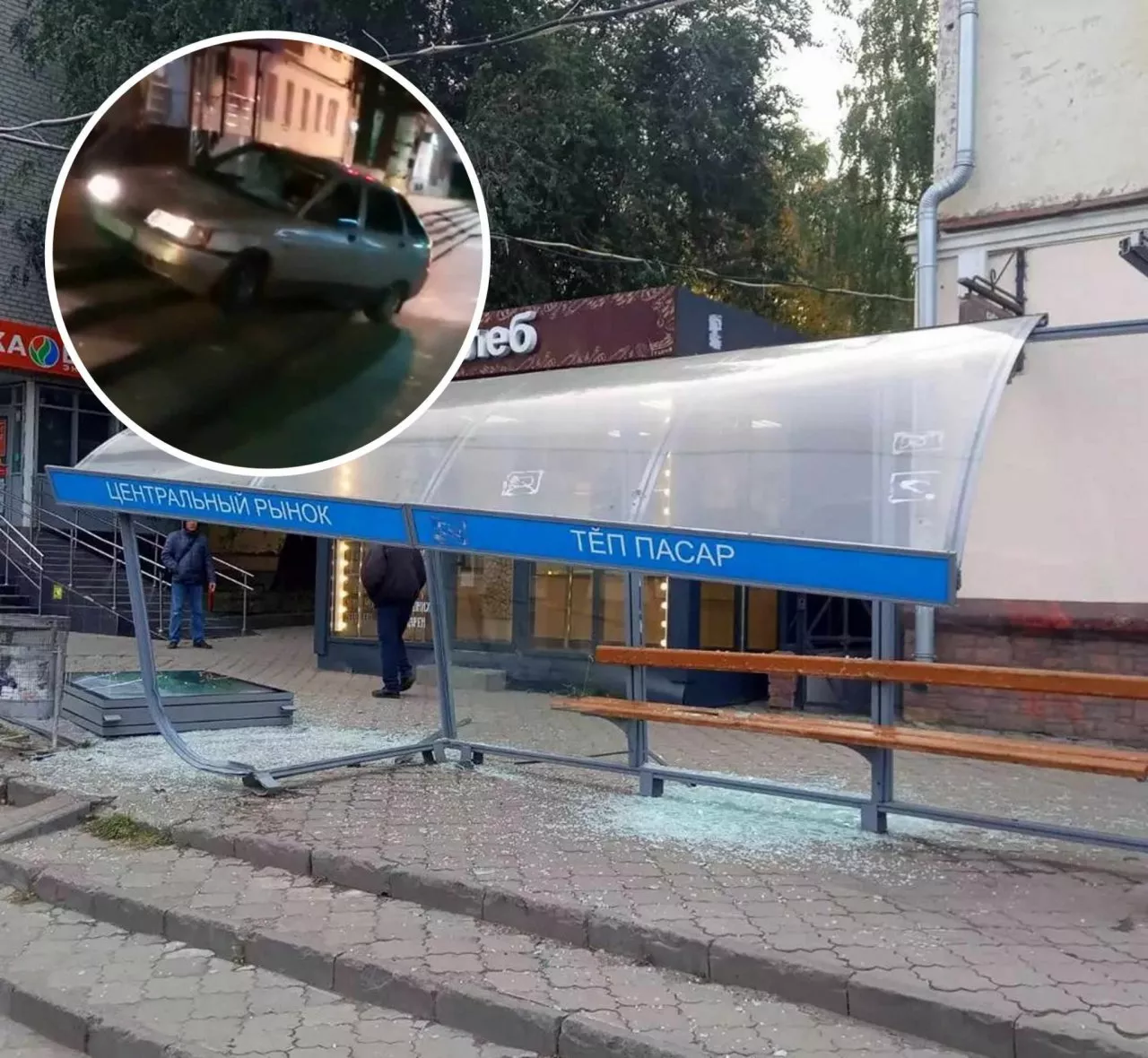Фото к статье: В Чебоксарах легковушка сбила человека и влетела в остановку
