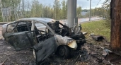 В Чебоксарском районе на трассе М-7 вспыхнул "Ниссан" после удара о дерево