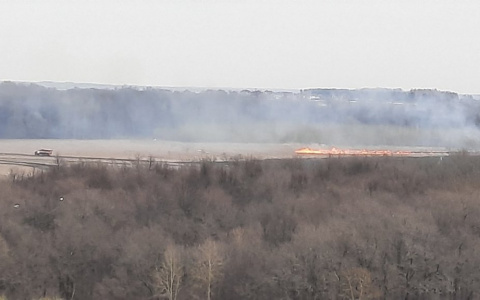 В Новоюжном районе горит поле сухой травы