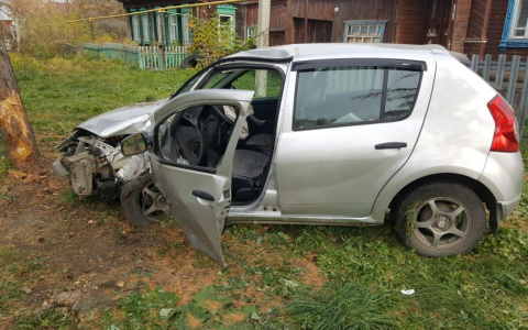 Непристегнутые водитель с ребенком на "Рено Сандеро" врезались в дерево