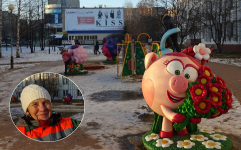 В Новочебоксарске истоптали Кроша и Нюшу возле больницы и выломали новый фонарь