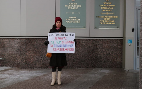 Женщина вышла на митинг к Дому правительства: "За традиционное образование!"