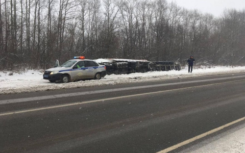 Фура съехала в кювет в Козловском районе, пострадал водитель