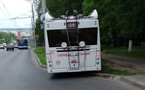 В Чебоксарах троллейбус вылетел на газон