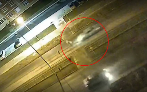 Момент аварии, где иномарка сбила девушку на зебре в Чебоксарах, попал на видео