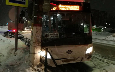 Чебоксарский автобус врезался в столб: три пассажира попали в больницу