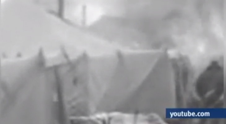 Появилось видео горящей палатки, в которой погиб спящий солдат из Чувашии