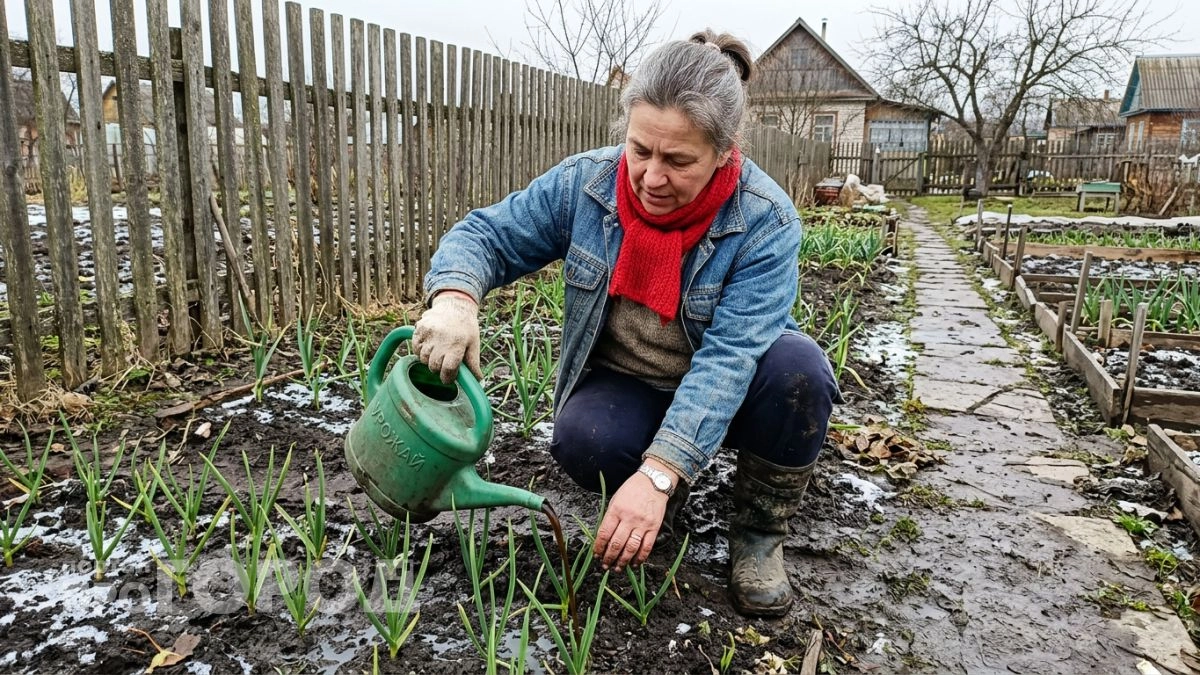 Весной сыплю это прямо на грядку ещё по талой земле — чеснок потом не желтеет и растёт головками с кулак