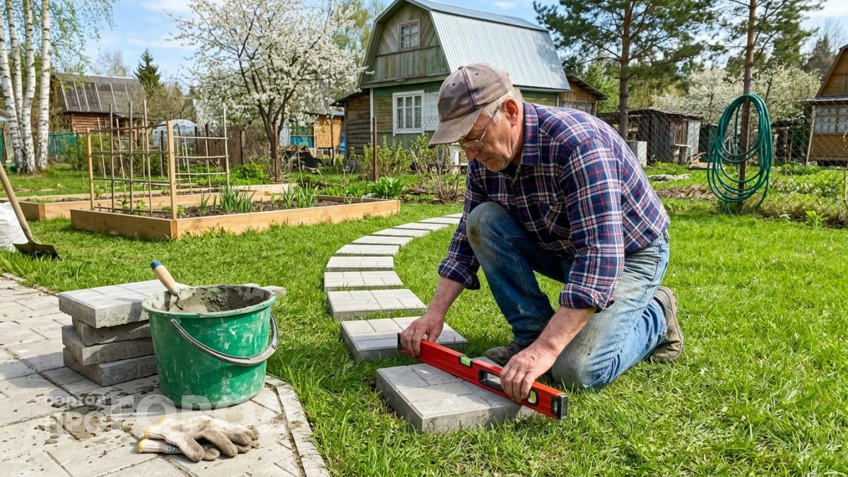 Хватит тратить деньги на плитку: сделайте эффектные дорожки из обычного цемента и подручных форм сами