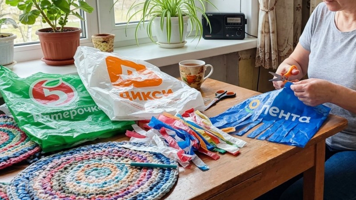 Старые пакеты из "Пятерочки" и других магазинов больше не выбрасываю: делаю из них мягкие коврики для дома