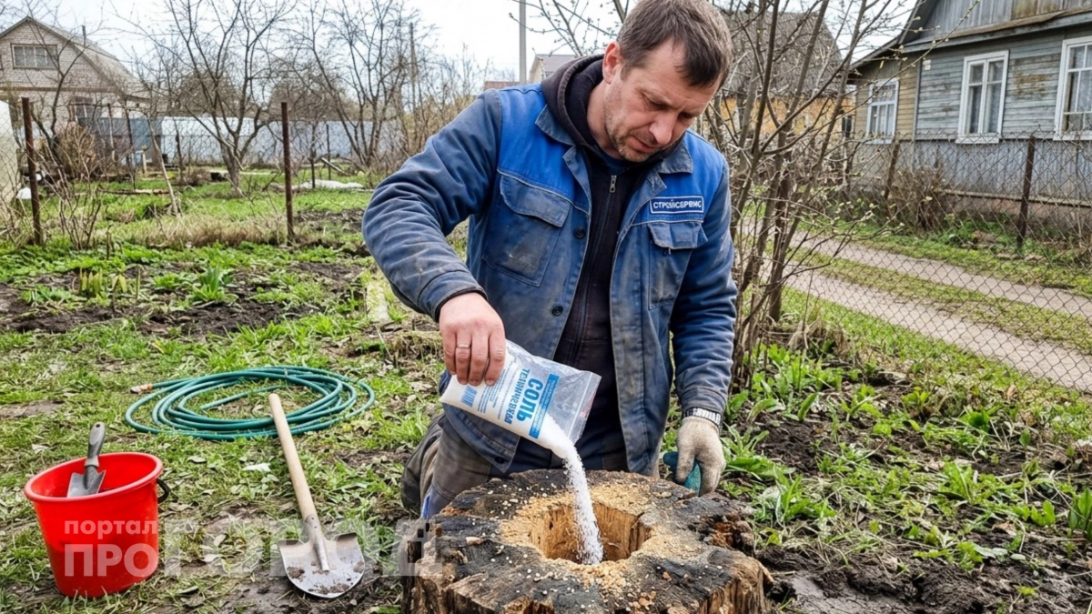 Соль уберет пень с участка без корчевания: просто превратиться в труху