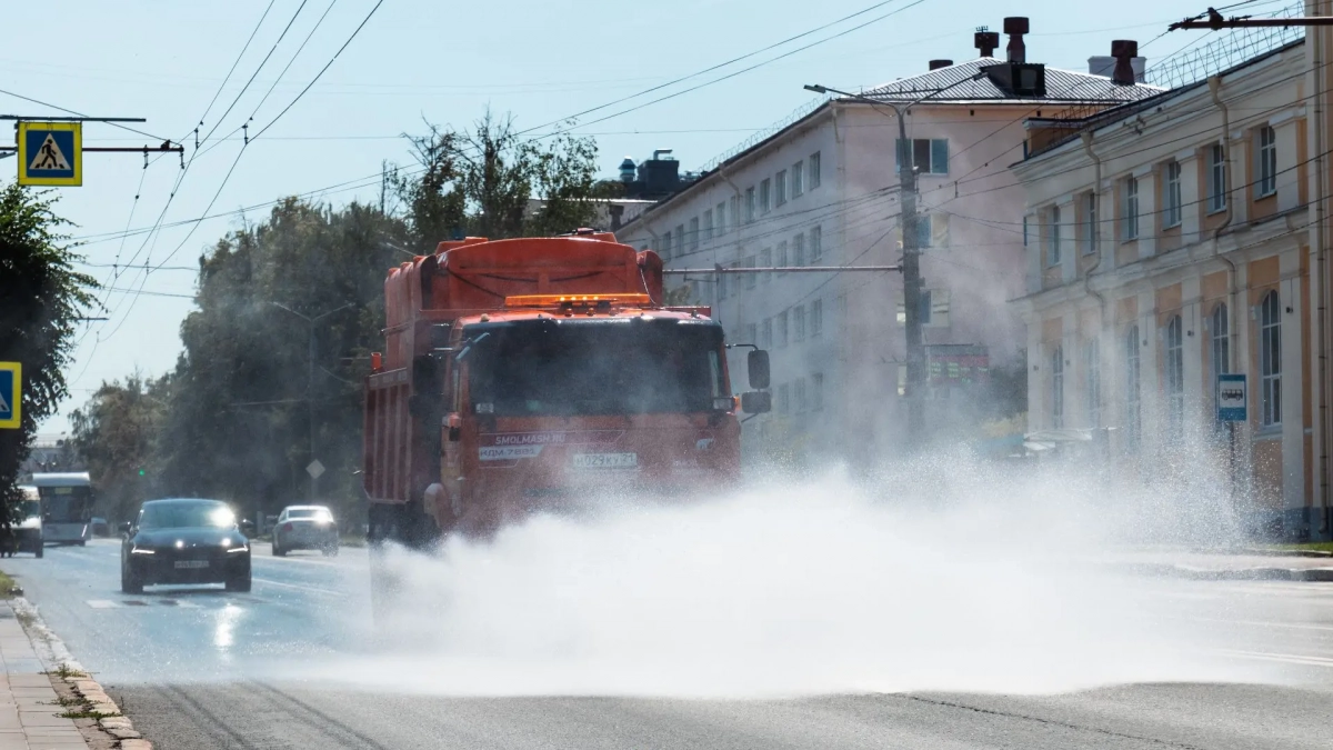 В Чебоксарах поливают дороги, чтобы пережить 30‑градусную жару