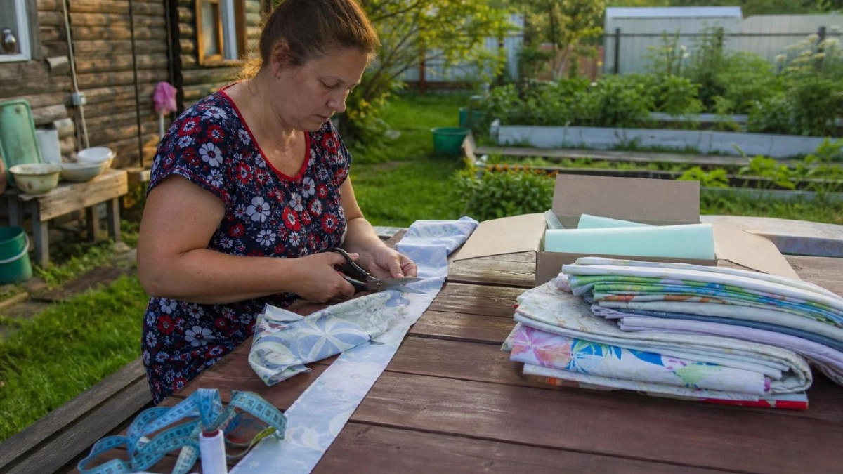 Хватит хранить старое белье в шкафу: сошью из ненужных простыней уютный бисквитный плед за один вечер