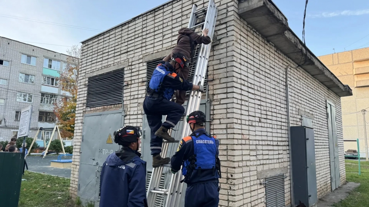 В Чебоксарах спасатели сняли застрявшего на трансформаторной будке школьника