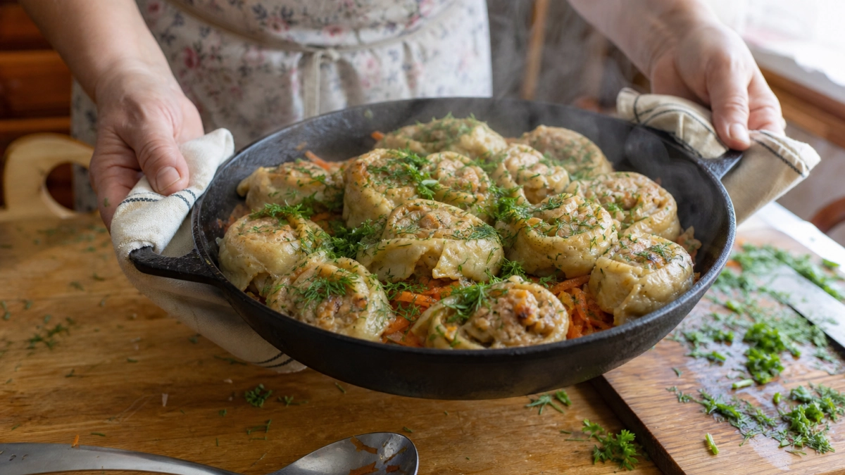 Ленивые манты без лепки: готовлю сочный рулет с мясом за полчаса без мантоварки