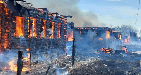 В Алатырском районе вспыхнули деревенские дома вместе с полем