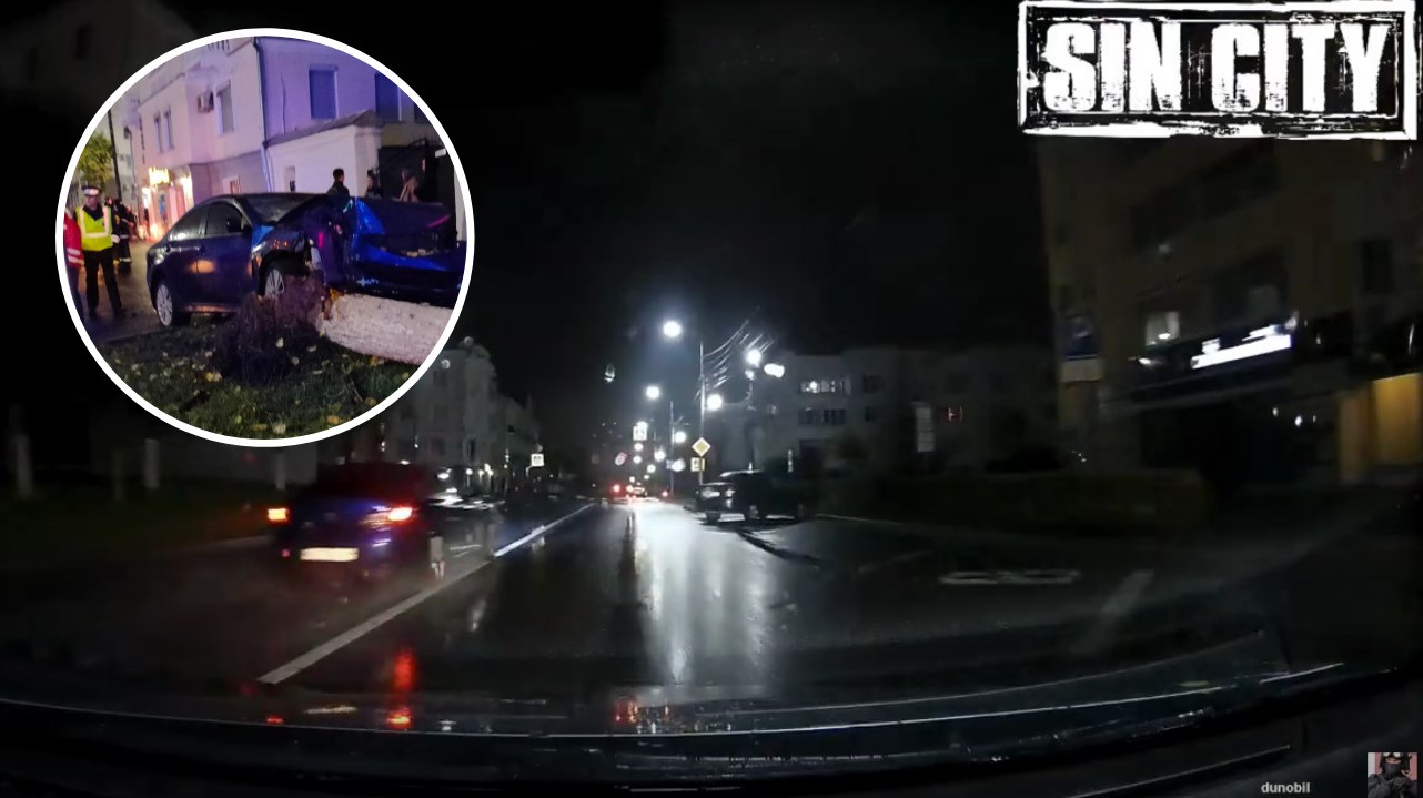 Как Mazda снесла дерево в Чебоксарах: момент ДТП попал на видео