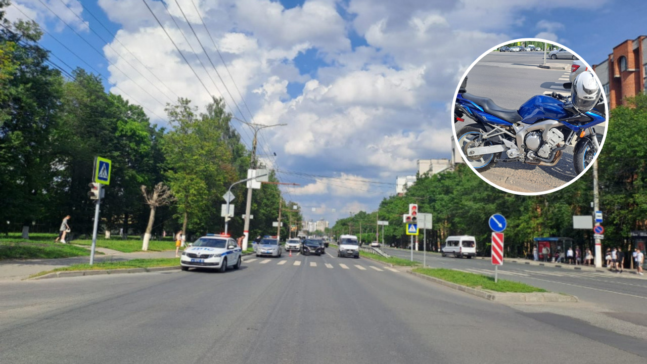 В Чебоксарах мотоциклист сбил пешехода, который перебегал дорогу